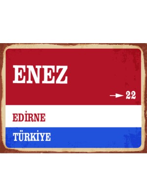 BiveSa Edirne Ili Enez Ilçesi  Retro Ahşap Sokak Tabelası