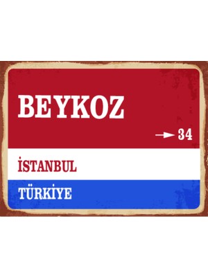 BiveSa Istanbul Ili Beykoz Ilçesi  Retro Ahşap Sokak Tabelası
