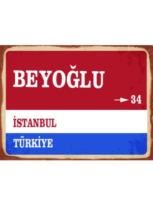 BiveSa Istanbul Ili Beyoğlu Ilçesi  Retro Ahşap Sokak Tabelası