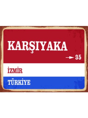 BiveSa Izmir Ili Karşıyaka Ilçesi  Retro Ahşap Sokak Tabelası