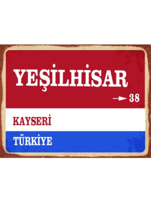 BiveSa Kayseri Ili Yeşilhisar Ilçesi  Retro Ahşap Sokak Tabelası
