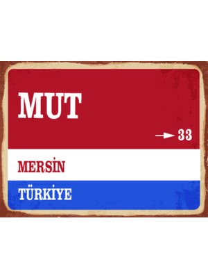BiveSa Mersin Ili Mut Ilçesi  Retro Ahşap Sokak Tabelası