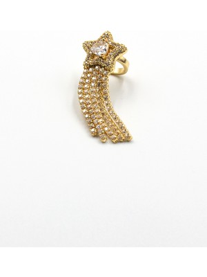 Sose Moda Işıltılı Zirkon Taşlı Yıldız Earcuff – Gold, Sıkıştırmalı ve Anti Alerjik Kıkırdak Küpe