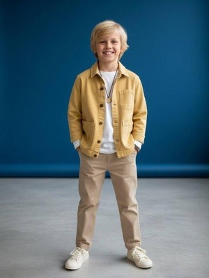 Zekids Erkek Çocuk Düğmeli Cep Detaylı Ceket