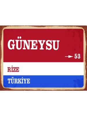 BiveSa Rize Ili Güneysu Ilçesi  Retro Ahşap Sokak Tabelası