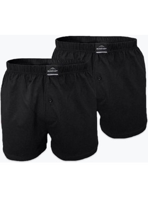 Malabadi Erkek Siyah 2 Li Paket Geniş Kalıp %100 Pamuk Boxer 024