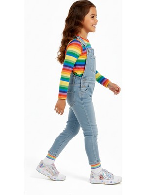 Artı Artı Ayakkabı Mia KİDS-2401 🌈 Hologram 3D Kız Çocuk Cırtlı Işıklı Gümüş Sneakers