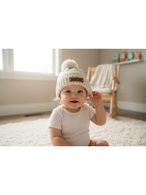 Handmade Triko Bebek Şapka Bere - RYZE9000 - Ekru - 40-42 cm Ekru