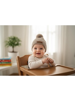 Handmade Triko Bebek Şapka Bere - RYZE9000 - Bej - 40-42 cm Bej