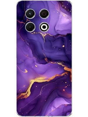 TechTree Tecno Spark 30 Pro Uyumlu Ametist Taşı Mor Mermer Baskılı Silikon Kılıf
