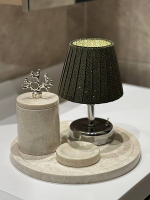 Maison Avf Yeşil Velvet Glow Kablosuz Pilli Masa Lambası - Alt Gümüş