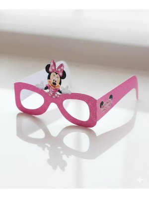 Minnie Mouse Temalı Kağıt Gözlük 6 Adet Parti Gözlüğü