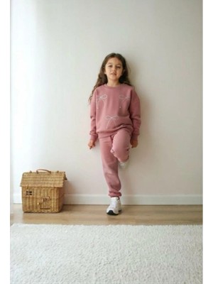 bebexy Taşlı Fiyonk Detaylı Eşofman Takımı Gül Kurusu