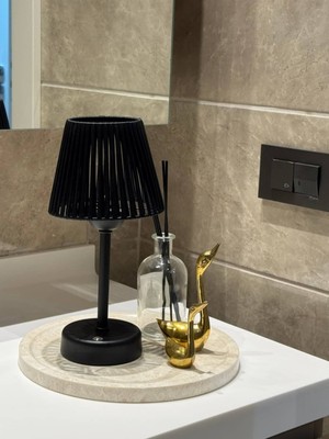 Maison Avf Siyah Deri Kablosuz Şarjlı Masa Lambası - Alt Uzun Siyah