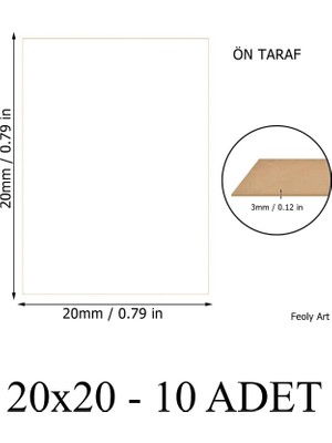 Feoly Art 3 mm 20X20 Mdf Plaka (10 Adet) - Hobi, Maket, Ahşap El Sanatları Için Uygun (10`lu Paket)