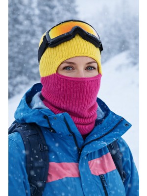 Külah Color Block Renkli Balaclava Kar Maskesi Triko Bere Boyunluk 1 Adet