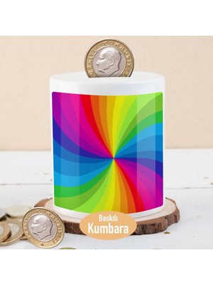 Asilmeydan Gökkuşağı Rengi Gradyan Baskılı Para Birikim Kumbarası-9f56c