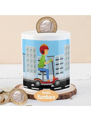 Asilmeydan Scooter Üstünde Gezen Çocuk Para Birikim Kumbarası-214769