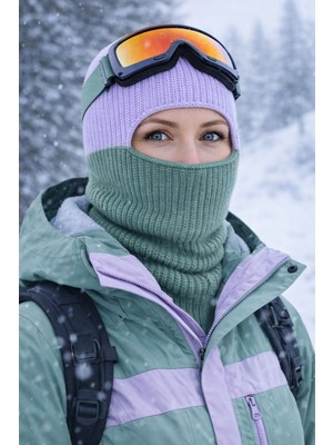 Külah Color Block Renkli Balaclava Kar Maskesi Triko Bere Boyunluk 1 Adet