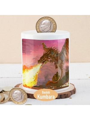 Asilmeydan Ateş Püsküren Ejderha Baskılı Para Birikim Kumbarası-86938