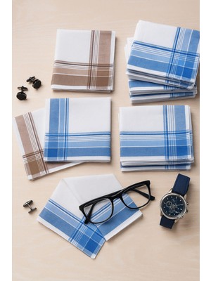 Hepsine Rakip 12 Li Erkek Cep Yaka Mendil Seti 39X39 cm Pamuklu Miryavuz