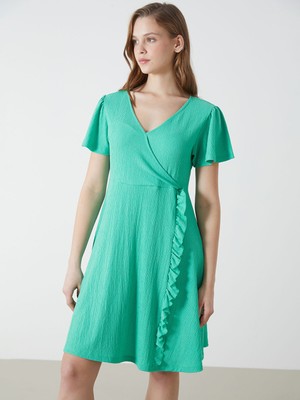 Lc Waikiki Yeni Sezon Kruvaze Yaka Dokulu Elbise