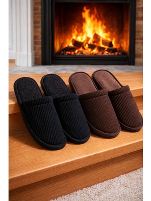 ModaFrato 2'Lİ PAKET FİTİLLİ DÜZ Erkek Terlik Ev Terliği