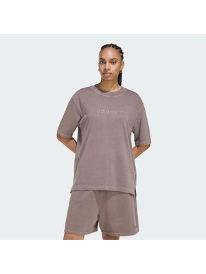Adidas Originals KE3197 Essentials Linear Boyfriend Washed Geniş Tişört