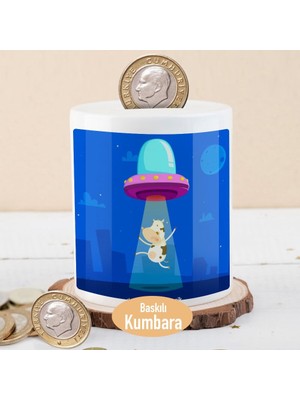 Asilmeydan İnek Kaçıran Uzaylılar Seramik Kumbarası Çift Yön Baskı ile Eğlenceli Tasarım