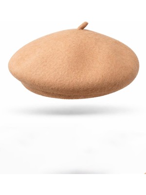 Külah Kadın Yünlü Oversize Premium Fransız Bere - Camel