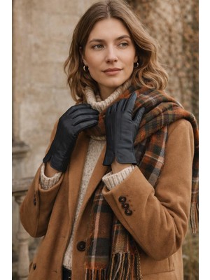 Külah Kadın Içi Yün Astarlı Hakiki Deri Eldiven - Siyah