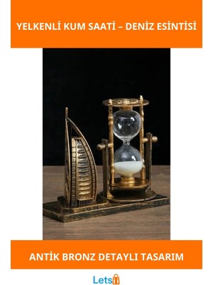 Letsii Antik Bronz Yelkenli Tasarım Dekoratif Kum Saati