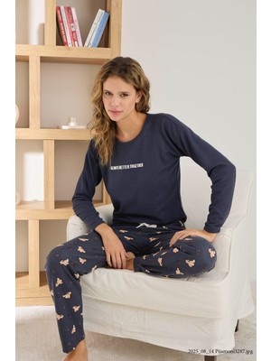 Pijamoni Waffle Kumaş Kadın Pijama Takımı