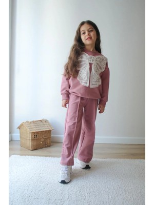 bebexy Incili  Fiyonk Detaylı Eşofman Takımı Pembe