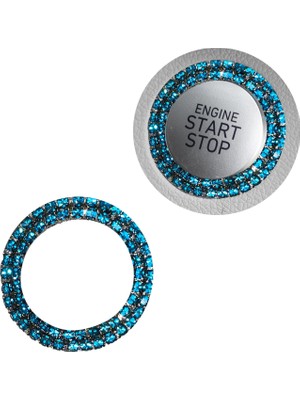 Otohousse Kristal Taşlı Start Stop Düğme Halkası Turkuaz Mavi