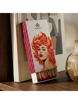 Odrius Signature Design - Dekoratif Illüstrasyonlu Şömine ve Mum Kibriti - Özel Tasarım Kutu