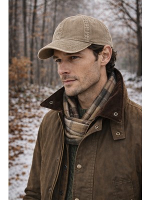 Külah Erkek Premium Eskitme Kadife Şapka - Bej