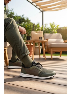 Enoch Erkek Lastikli Günlük Spor Ayakkabı Kapitone Desenli Sneaker Ofis ve Yürüyüş Modeli