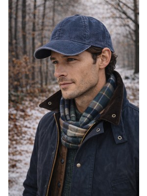 Külah Erkek Premium Eskitme Kadife Şapka - Lacivert