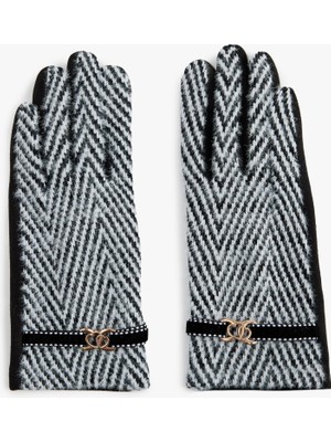 Koton Metal Aksesuarlı Balık Sırtı Desenli Eldiven