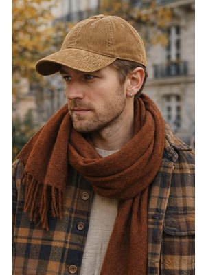 Külah Erkek Premium Eskitme Kadife Şapka - Camel