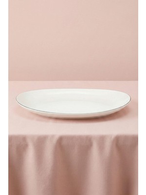 Soley Ceyda | Platin Kenarlı Porselen Kayık Tabak (30 Cm)
