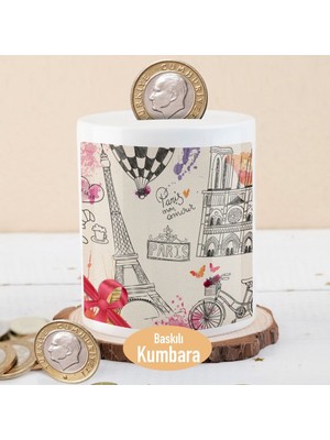 Asilmeydan Paris Eyfel Kulesi Bisiklet Baskılı Para Birikim Kumbarası-21475