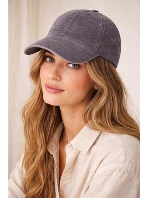 Külah Soluk Efektli Fitilli Dokulu Kadife Şapka - Antrasit