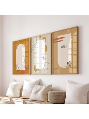 Pam Studio Boho Tarzı Minimalist Duvar Tablosu Seti – Modern Dekoratif Posterler 3’lü
