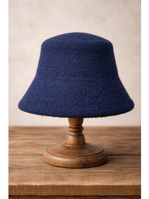 Külah Kadın Premium Cloche Şapka Kışlık Boho Bucket Hat - Lacivert