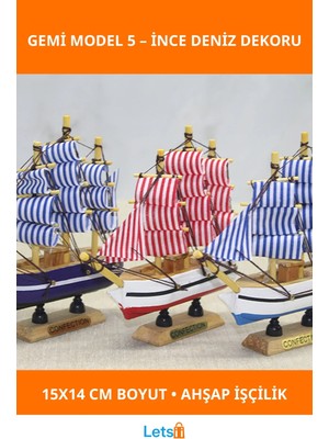 Letsii Ahşap Denizcilik Dekoratif Gemi Modeli 15X14 cm