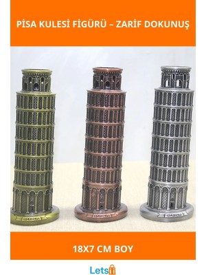 Letsii Metal Pisa Kulesi Dekoratif Figür 18X7 cm
