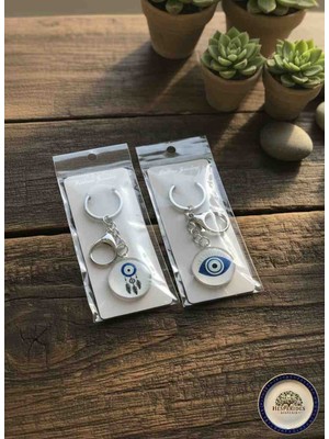 Hesperides Souvenirs 2'li Nazar Boncuklu Cam Anahtarlık Seti