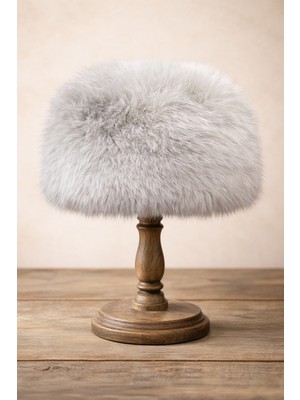 Külah Kadın Tüylü Premium Kürklü Kalpak Şapka - Açık Gri